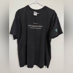Starbucks Coffee Company vtg Embroidered Black t shirt Men's Large Gildan
